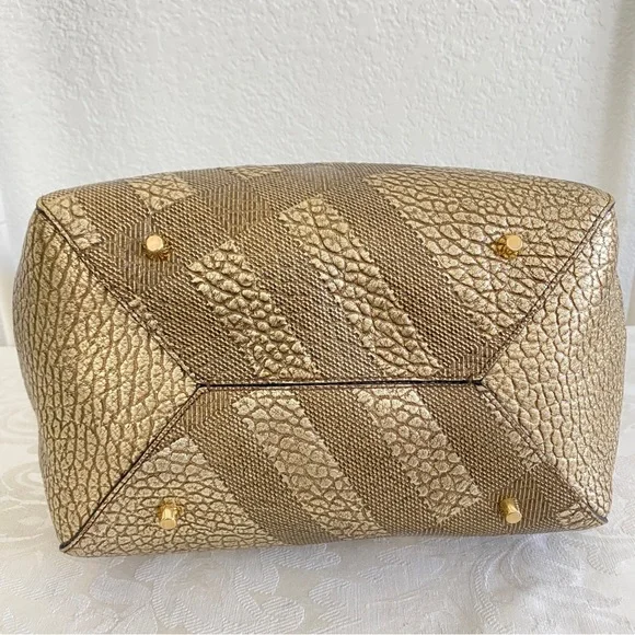 Burberry gold check leather bag